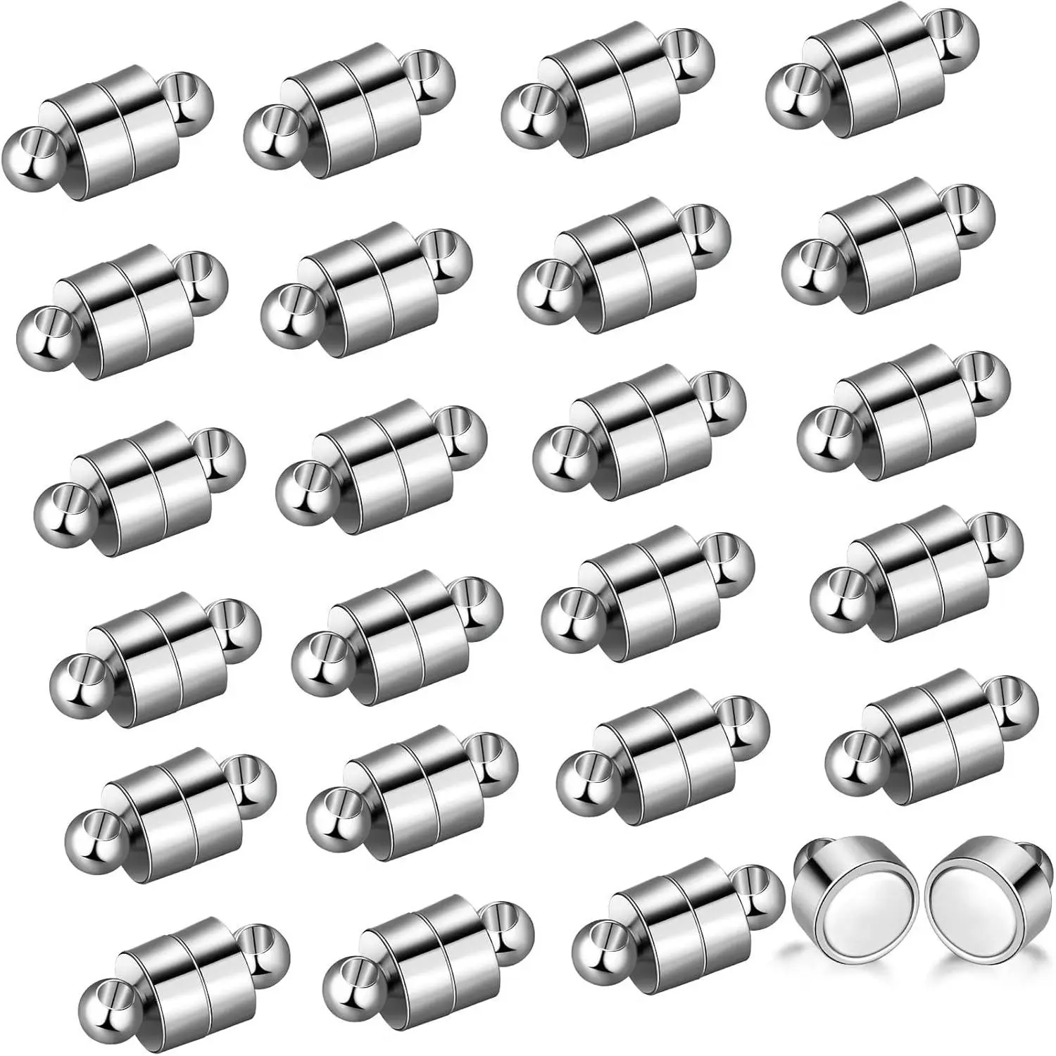 24 Pairs Magnetic Necklace Bracelet Clasps Magnet Converter Jewelry Clasps Extenders Locking for Bracelet Necklace Making(Silver) Durable Easy Strong