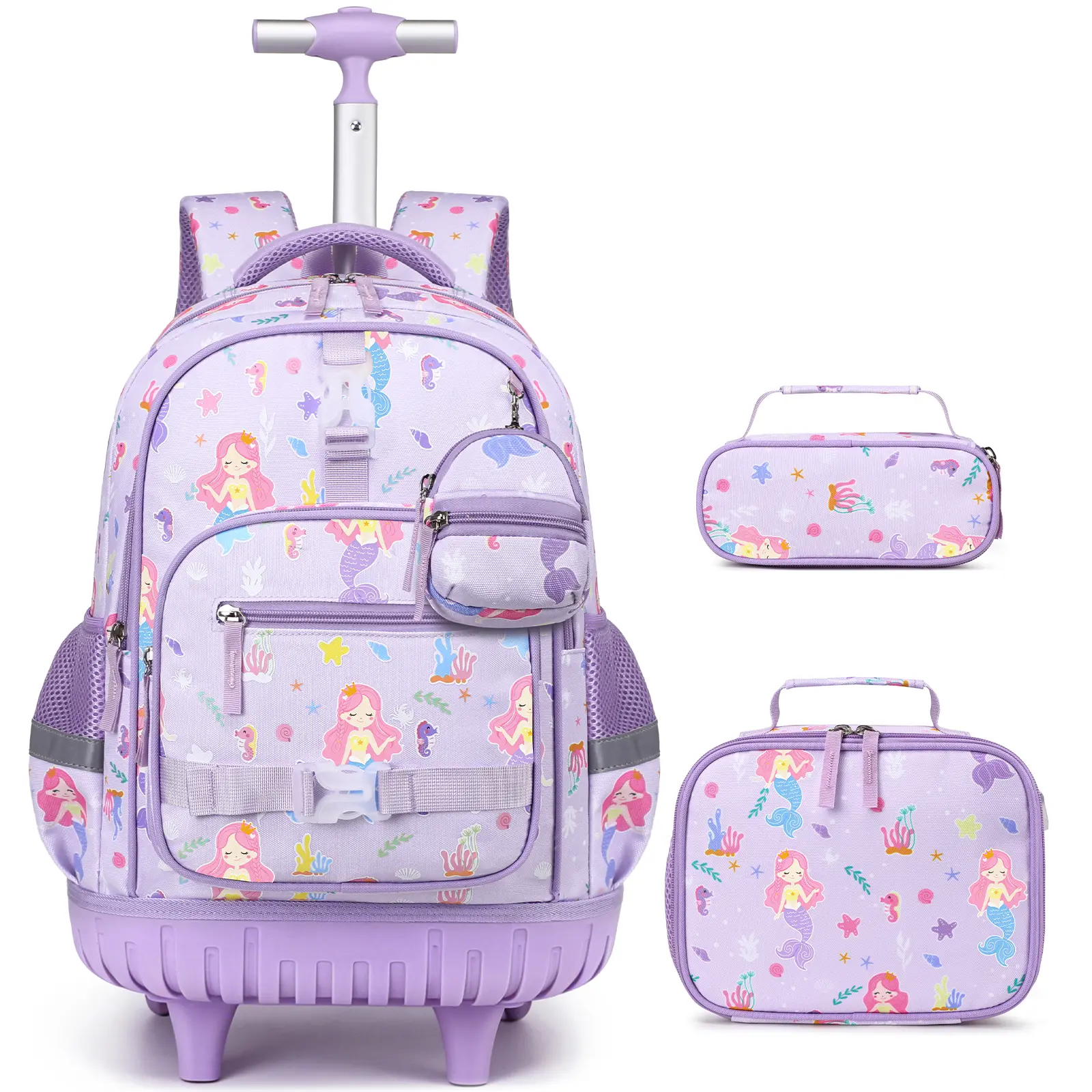 SIMILOVE Luminous Convertible Kids Backpack 4PCS Set - Hook-and-Loop, Kids-Friendly, Multi-Use, Includes Lunch Box & Pencil Case, Wheel Backpack for Kindergarten Travel (Luggage & Travel Bag)