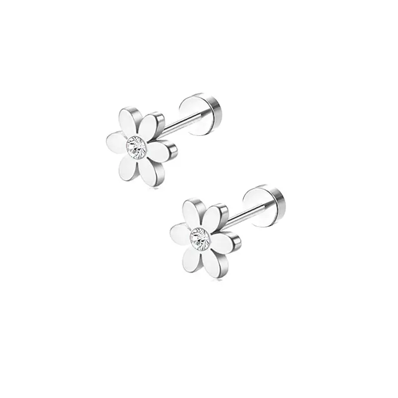 A pair of silver flowers