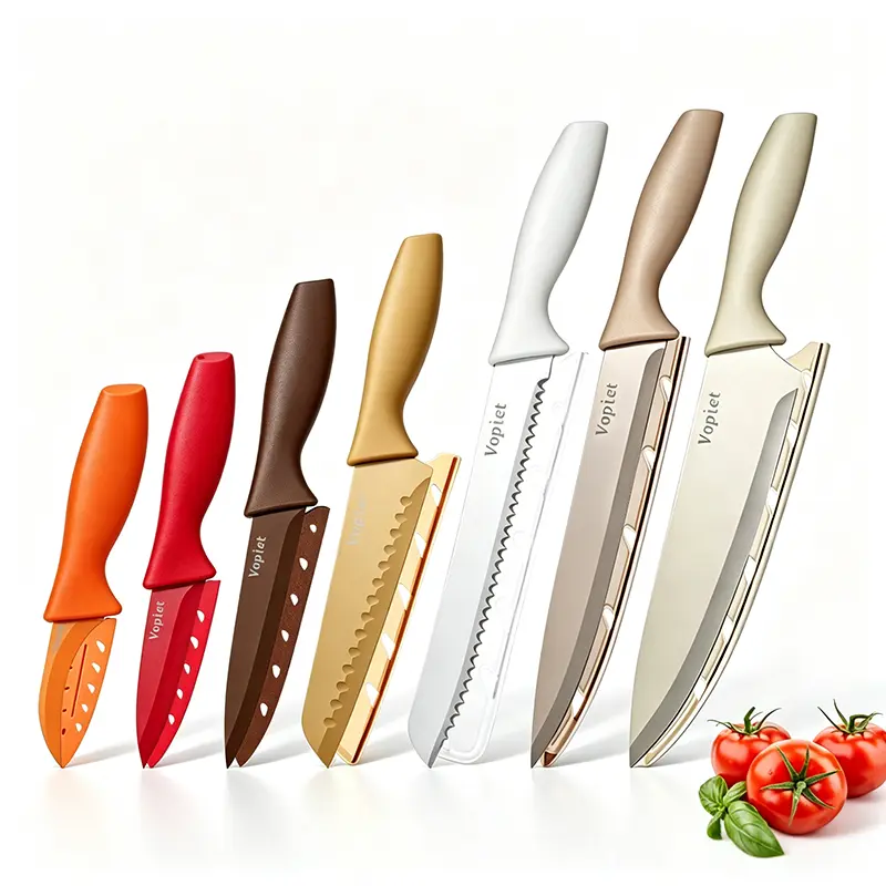14-Piece Kitchen Knife Set | 7 Stainless Steel Knives with 7 Blade Guards, Multi-Purpose Cutlery for Meat, Vegetables, Fruit & Steak, Rust-Proof & Long-Lasting, Outdoor Cooking Utensil Set