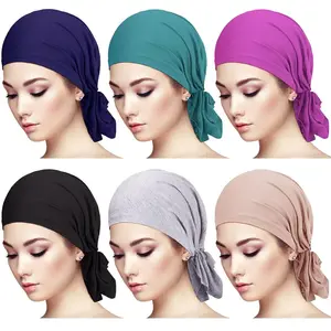 6pcs Turban Beanie Caps Head Wrap Headscarf Slip-On Head Scarves Headwear for Women