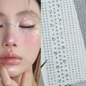 Rhinestone Stickers, Shimmering Acrylic Face Decoration Sticker, Face Decoration Sticker for Party, Stage Performance and Holiday Decoration, Star Shape Design, Easy to Apply, Multiple Uses, Shimmering Finish