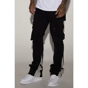 Carried Cargo Stacked Skinny Flared Jeans - Black
