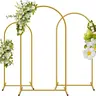 Metal Arch Backdrop Stand, Set of 2(6FT+7.2FT)/ Set of 3 (6/6.6/7.2 ft) Wedding Arched Frame , Stable Arched Background Stand for Wedding, Baby Shower, Birthday Party, Photography, Gold