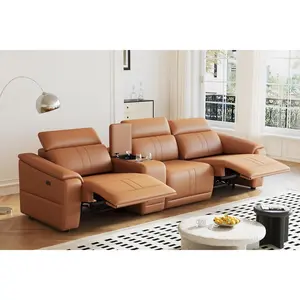 Power Recliner Sofa Set 3-4-5-Seats Reclining Sectional with Adjustable Headrest USB Ports Breathable Leather Storage Console Easy Assembly Living Room Furniture