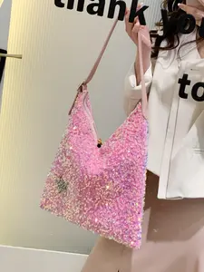Women's Glitter Sequin Decorated Shoulder Bag, Fashionable Metal Decor Crossbody Bag for Party, Trendy All-match Commuter Bag for Daily Used