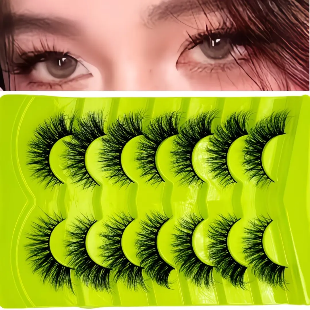 7 Pairs False Eyelashes, Cat Eye Style, Natural Vegan Design, Medium Length, Curling Effect, Perfect for Everyday Use, Fake Lashes