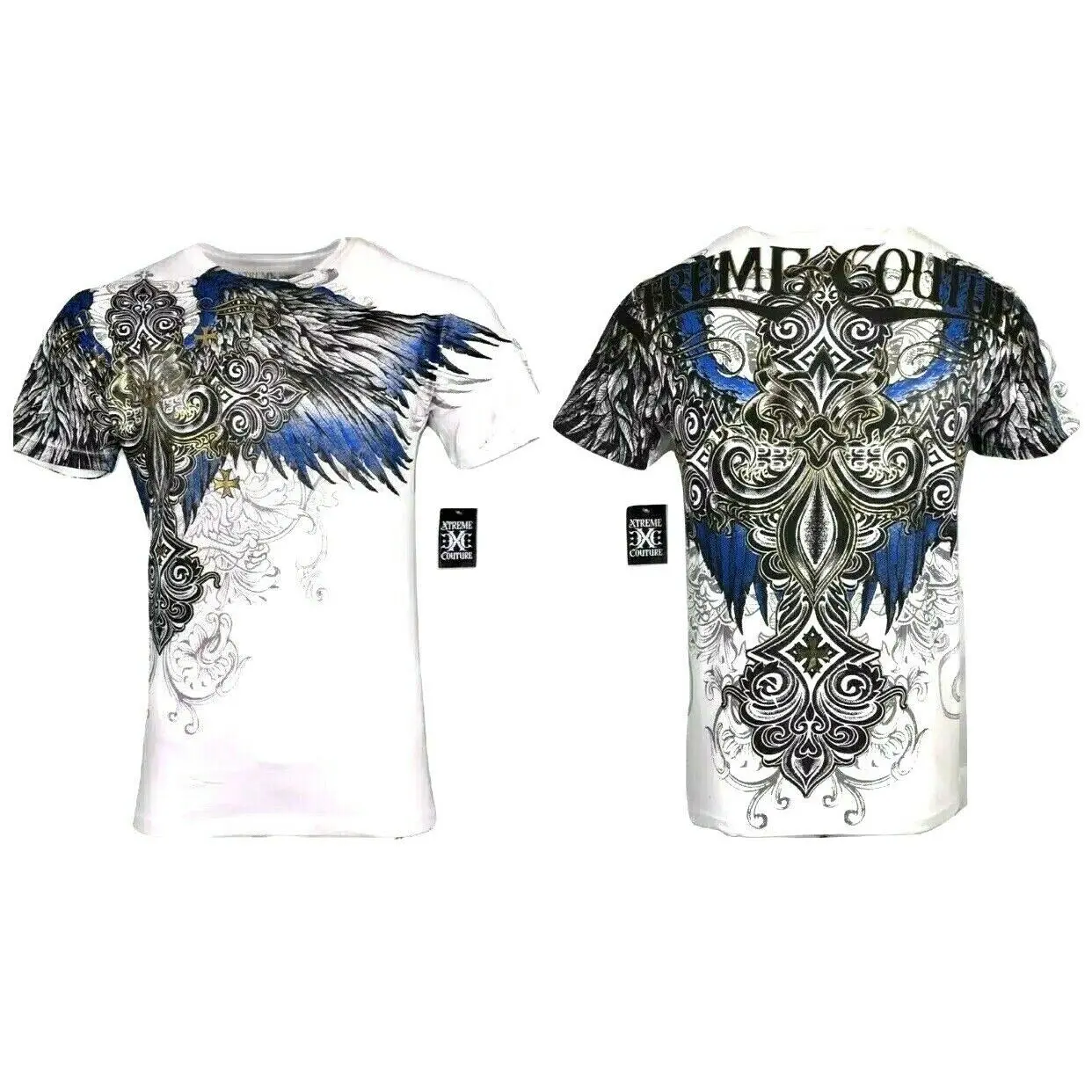 Xtreme Couture Men's Ensign Biker Graphic Tshirt, Casual Shortsleeve Streetwear Crewneck with Front and Back Print, Tops, Cotton, Round Neck, Lightweight, Biker Men's Short-Sleeve T-Shirts, Crew Neck