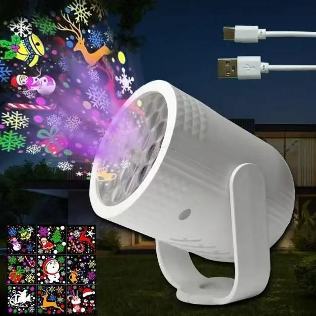 Christmas Projector Lights Outdoor/Indoor, Christmas LED Lights Projector with Christmas Decorative Patterns for Indoor Outdoor Garden Patio Yard House Wall, Holiday Projector for Xmas Party, Holiday Decorative Lights