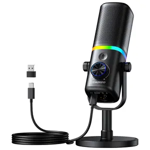 AK-10 USB/XLR Dynamic Microphone Upgraded Microphone for Gaming, Studio Recording, and Live Streaming.  The Ultimate Computer Mic for YouTube Podcast Studio & Live Audio Recording RGB Condenser Microphone