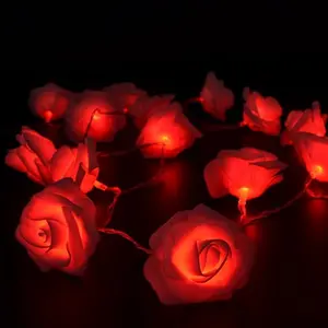 Red Rose Flower Shaped String Lights for Christmas Halloween Wedding Garden Party Decoration 9 pcs a pack US Seller Hand Ornaments Realistic Design Easy to Use Power by Electricity
