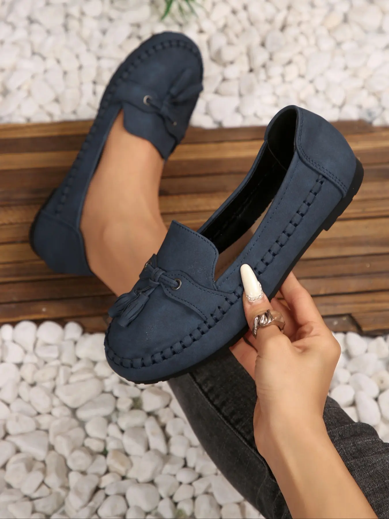Women's Square Toe Loafers Comfortable PU Leather Slip-On Ballet Flats, Casual Flat Footwear, Commuter Shoes Work Casual Office Shoes for Fall & Winter, Office Commuting Shoes, Fashionable and Versatile