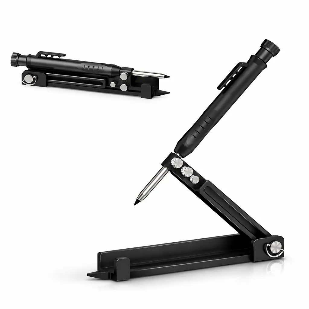 Aluminum Alloy Multi-Function Scribing Gauge - Construction Pencil with Deep Hole, Belt Clip Design, DIY Projects, Paneling Measuring Tool, All Seasons Gift for Male Users