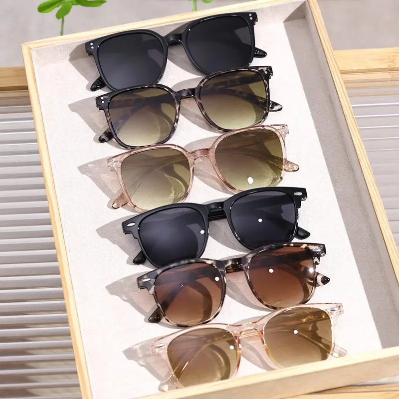 Set of 6 Unisex Lightweight Durable Stylish Modern Oval Frame Plastic Sunglasses, Casual Eyewear for Daily and Vacation, Versatile Summer Accessories for Men and Women