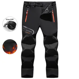 Men's windproof tactical pants with belt - outdoor skiing and hiking pants with zippered pockets, warm and comfortable fleece lining, expedition gear suitable for outdoor activities - men's gift recommendation softshell
