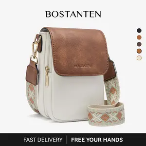 Bostanten Women's Leather Crossbody Bag for Women - Small Cell Phone Purse with Card Slots, Adjustable Strap, Chic Accessory, Ideal Mothers Day Gift Ideas, Cute Gifts for Girlfriend (Summer Vibes)