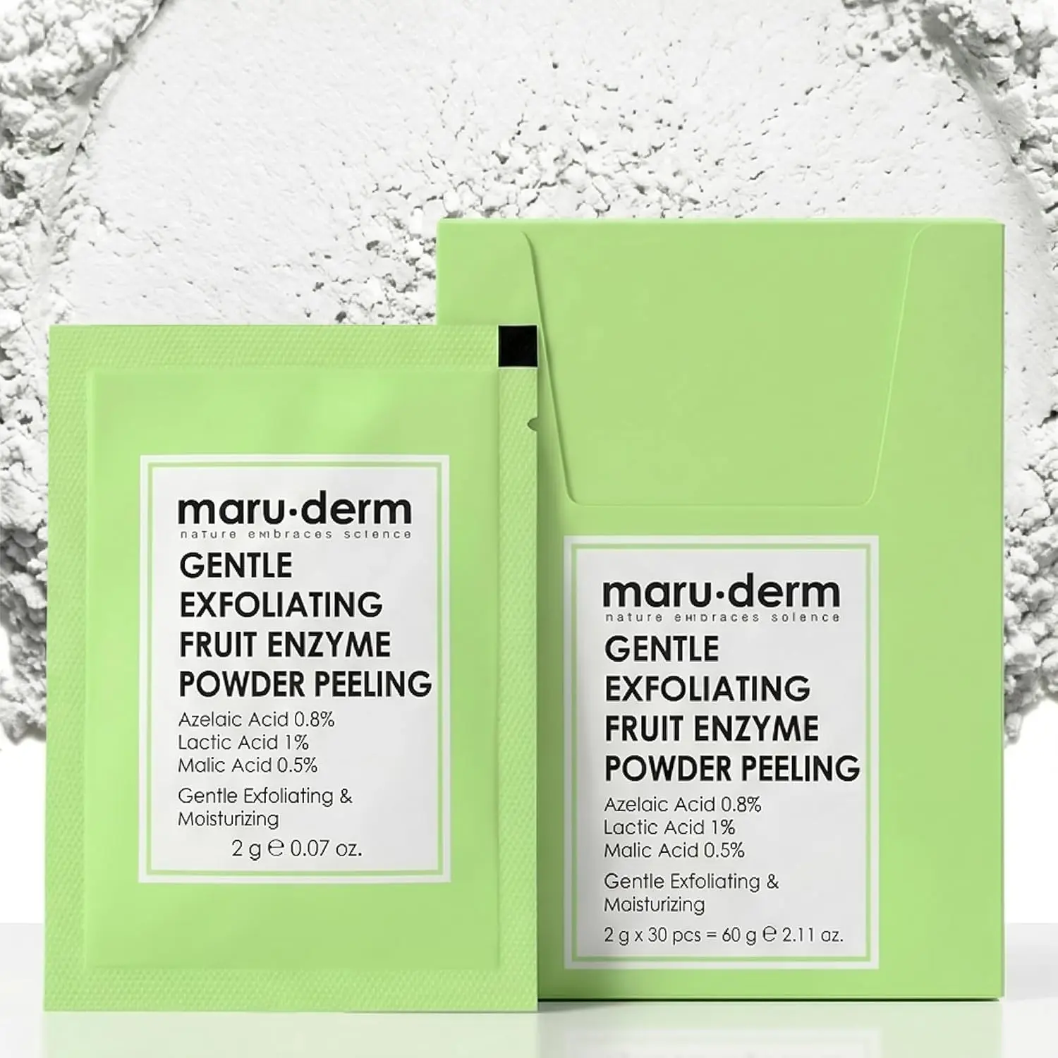 Maruderm AHA Fruit Enzyme Peeling Powder - Gentle Exfoliating Facial Scrub with Lactic Acid & Azelaic Acid - Helps Remove Dead Skin Cells & Smooth Skin Texture - 60g