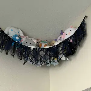 Hangable LED Stuffed Animal Net Hammock - Home Accessory with LED Lights for Storage Organization, Animal Plush Hanging Decor for Girls’ Nursery Bedroom, Adds Cozy Ambiance