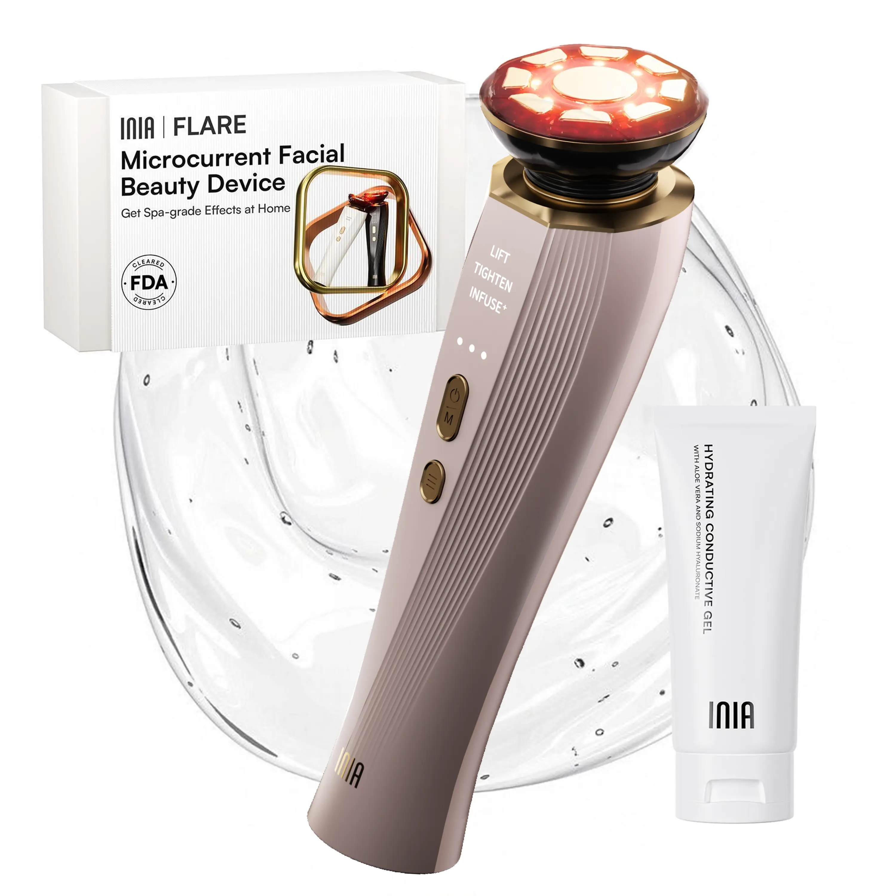 [New Color Drop] INIA FLARE All-in-One Facial Beauty Device, 3-in-1 Facial Massager Beauty Device for Face and Neck Skin Rejuvenation Lifting/ Tightening/ Infusing, Mother's Day Special Gift