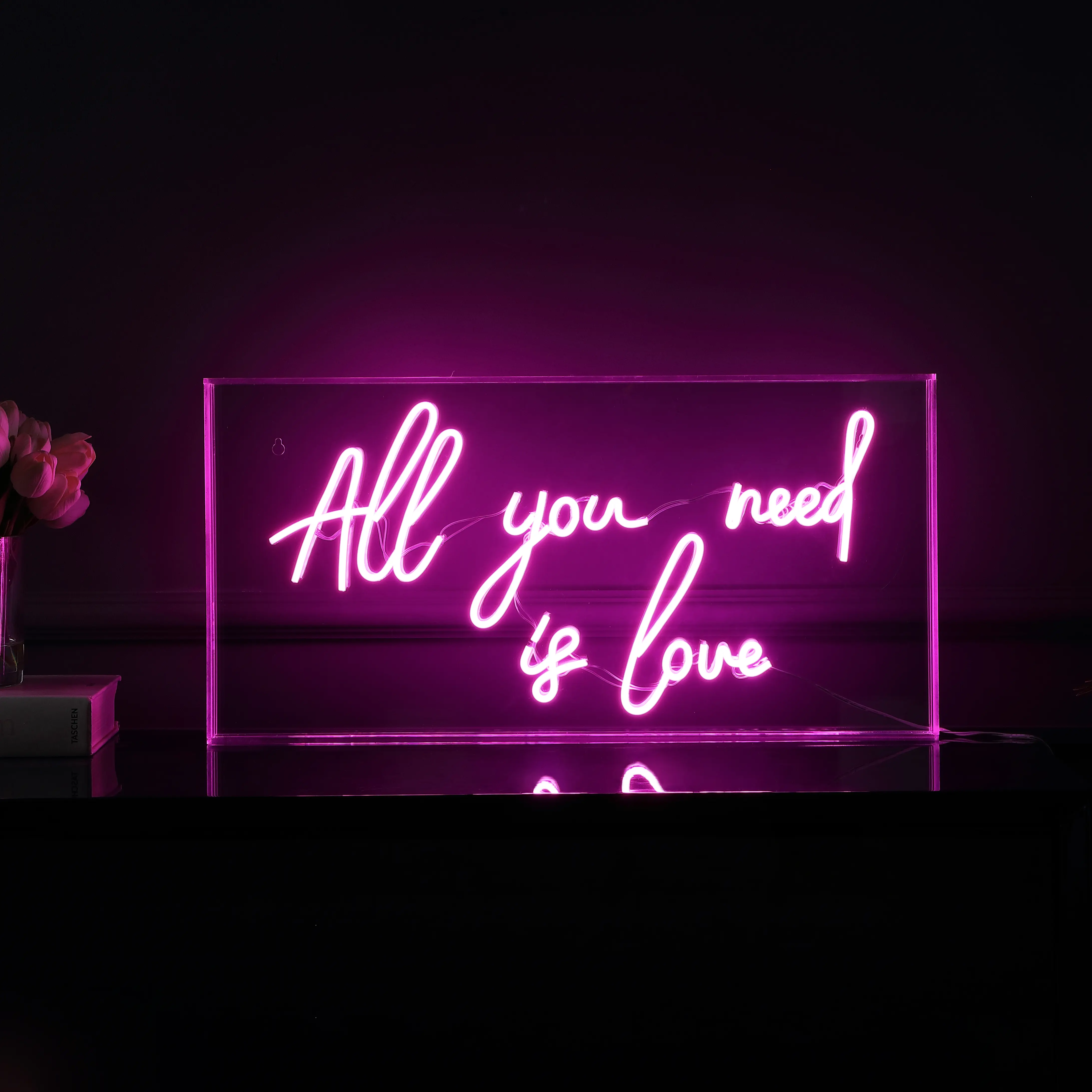 JONATHAN Y All You Need Is Love Contemporary Glam Acrylic Box LED Light - 23.63"x11.75", USB-Operated, Nail Slot Hang, Room Decor, Bedroom Decorations, Dorm Accent Light