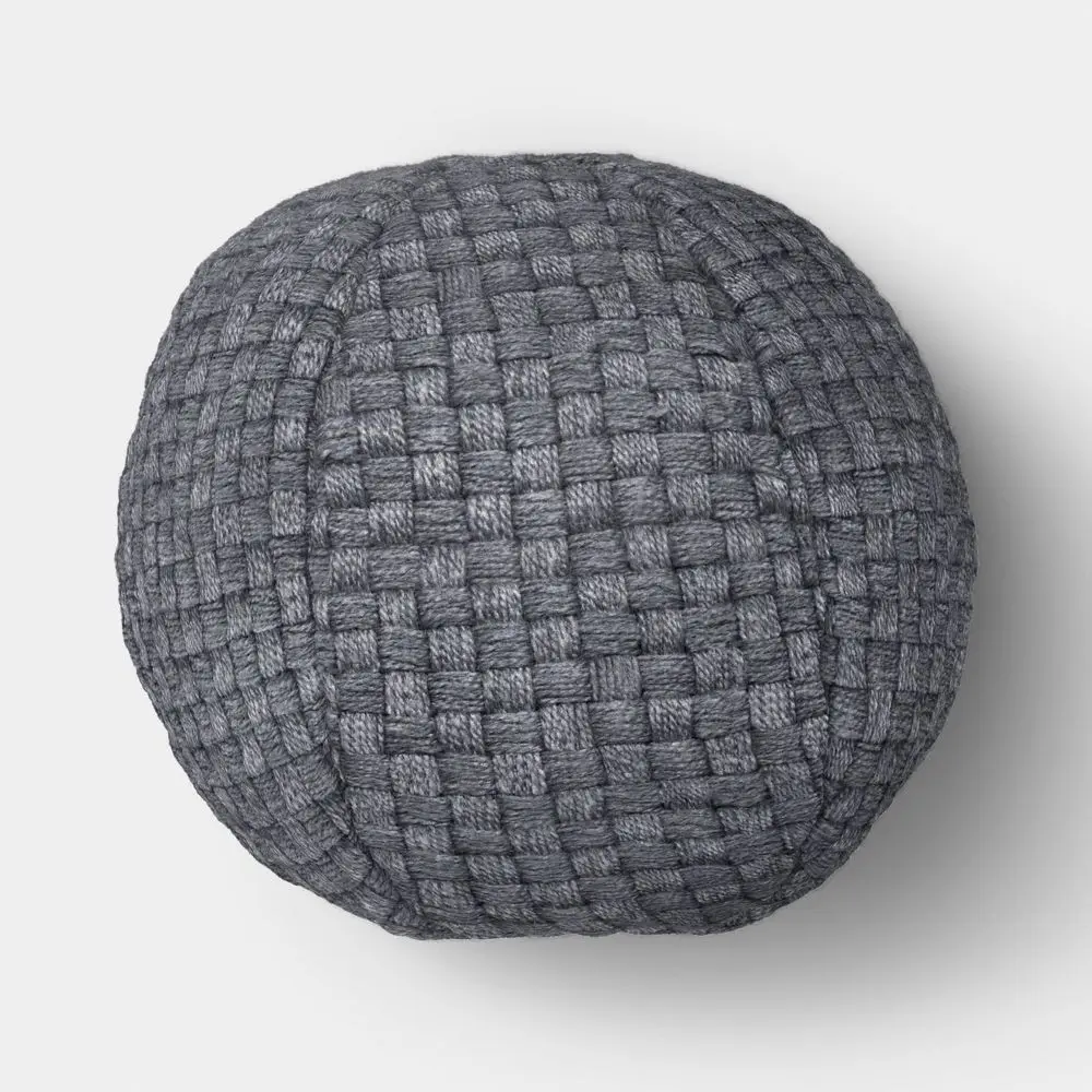 Threshold 11"x11" Round Woven Fabric Weave Spherical Accent Pillow, Gray Pre-Assembled Outdoor Furniture Accent Piece