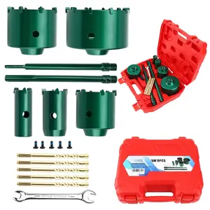 9 count Concrete Hole  Kit, Masonry Hole , SDS Plus & Max Bit Shank for Cement Brick Wall, Carbide Hole  Kit 30 40 65 80 100mm,  Drill Core Bit for Brick, Cement, Stone