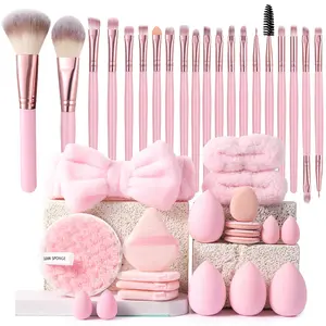 40Pcs All In One Makeup Tool Set Full Face Cosmetic Brushes Complete Beauty Kit Makeup Sponges