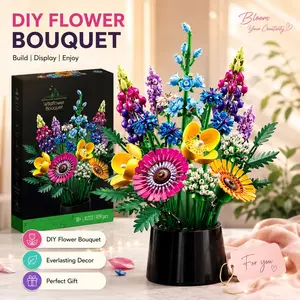 Wildflower Bouquet 10313 Artificial Wildflower Bouquet 939 Pieces Wildflower Bouquet Gift for Flower Lovers Birthday Gift for Her/Him Wildflower Bouquet Building Blocks Flower Bouquet Building Toy Gift Artificial Flowers