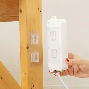 Wall-mounted child buckle Strong non-trace patch Kitchen bathroom nail free punch multi-functional long double row buckle Cord Hanger Wall Mount Organizer