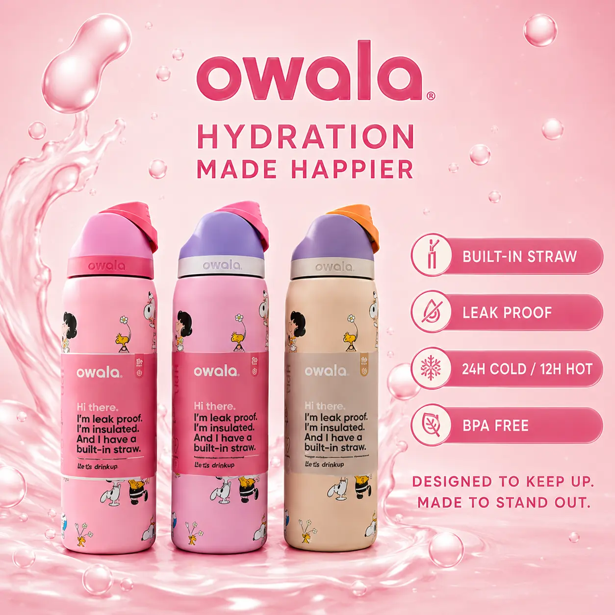 [SALE OFF 50% - LIMITED STOCK] Owala FreeSip 32oz ANIME PATTERN  Water Bottle, Leakproof Built-in Straw, BPA Free Stainless Steel Cup, 24H Cold 12H Hot Travel Gym Bottle#Owala
