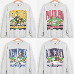 Baseball Sweatshirt, Retro All Teams Pullover, Vintage Mascot Crewneck, Sport Grey Unisex Streetwear Gift, Classic Game Day Graphic Top