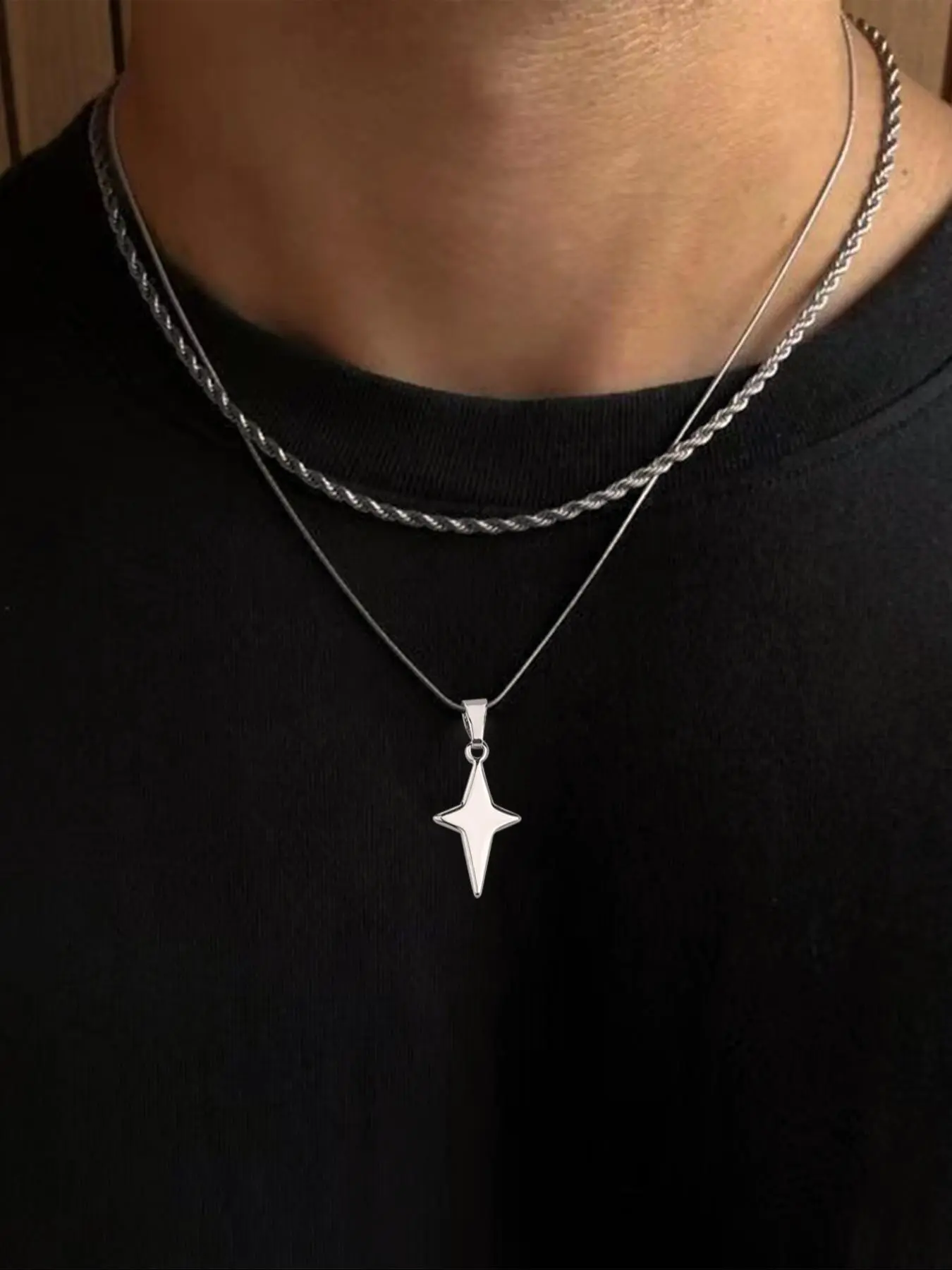 Men's Casual Trendy Pendant Necklace, Minimalist Chain, Stainless Steel Non Tarnish Jewelry for Party, Daily Decor, Trendy All-match & Exquisite Jewelry for Birthday Gift