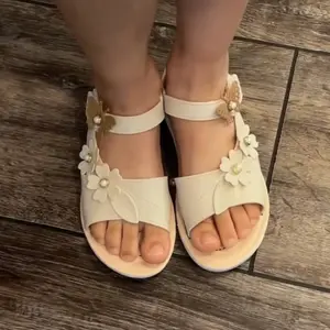 New 2026 Kids' Summer Fashion Princess Style Beach Fancy Floral Pattern Sandals, Soft Sole Toddler Girls' Casual Student Fashionable Sandals, Outdoor Sports & Leisure School Shoes, Soft Soled Sandals