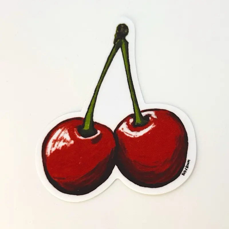 Cherry Duo Vinyl Sticker | Cute Red Cherry Sticker for Water Bottles, Laptops & Journals