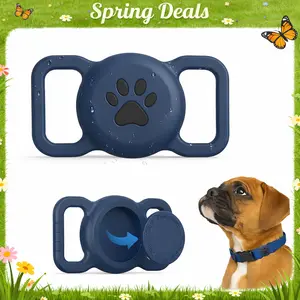 [Spring Deals] Tukio Waterproof Airtag Dog Collar Holder - Silicone Anti-Lost Protective Case for Apple Airtag/GPS Tracker(Find My for ios) Fits All Collar Widths Pet Gear