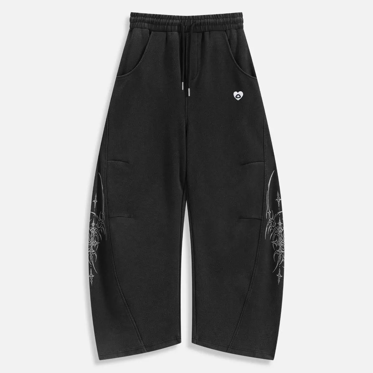 AELFRIC EDEN Men's Gothic Streetwear Sweatpants - Baggy Barrel Leg Athleisure Joggers with Blade Graphic, Drawstring Waist, Fashion Apparel, Mens Clothing, Clothes, Trending Graphic Clothing, Trending Clothes, Men's Wear, Vintage Clothing