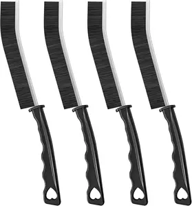 4TH Multi-Purpose Hard Bristle Crevice Cleaning Brush -Deep Reach Gap Cleaning Tool for Household Use -Versatile, Durable, Thin Brush to Clean Tight Spaces -4 Pcs, Black