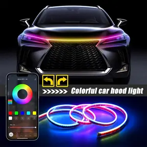 RGB Hood Light Daytime Running Lights Automotive Supplies RF/APP Control Multi-function Led neon Strip Running Lights For 12V Car