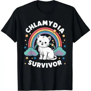 Chlamydia Survivor T-Shirt, Small, Black Men's Women's Graphic Tee Crewneck Graphic Printed Unisex Cotton T-shirt for Men Women's Fashion Men's Women's Top for Daily Wear made in usa