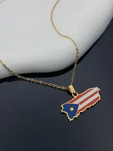 Fashion Stainless Steel Flag Design Charm Necklace, Punk Streetwear Women Matching Necklace, Hip Hop Matching Vintage Jewelry, Stainless Steel Craftsmanship, Streetwear Accessory, Streetwear Statement Jewelry, Boho Style Jewelry, Stainless Steel Necklaces