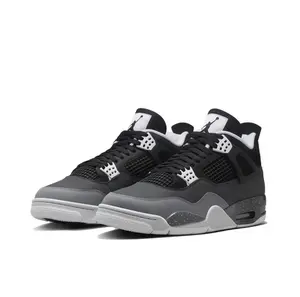 Black & Gray Gradient Mid-Top Retro Basketball Sneakers – Suede & Mesh Upper, White Plastic Lace Locks, Speckled Midsole, Durable Rubber Outsole