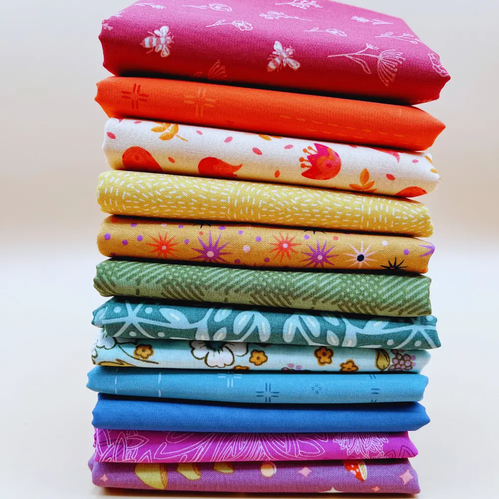 Fat Quarter Fabric Bundle - Quilting Cotton Precuts, 12-Piece Modern Brights Set, Full Spectrum Rainbow-Inspired Floral Woven Textiles, 18" x 21" Each Curated Pieces, Curated Rainbow-Inspired Color Palette