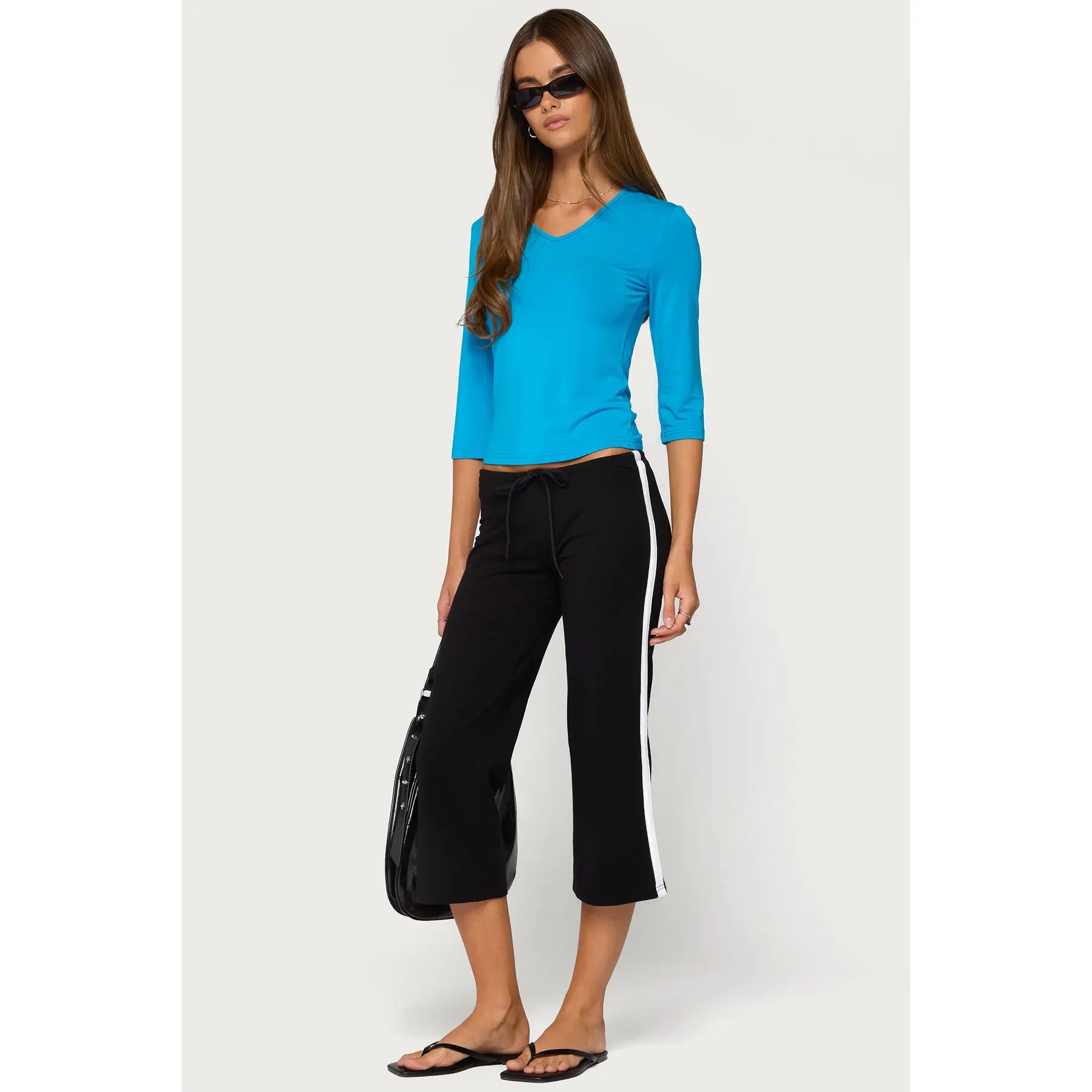 Milene Contrast French Terry Capri Pants