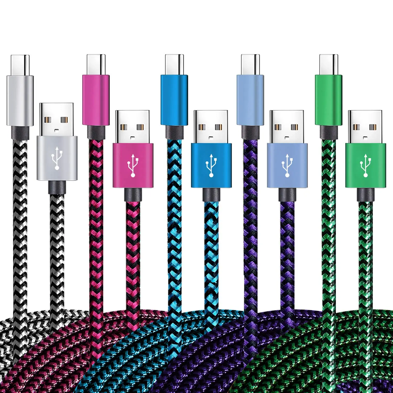 USB Type C Cable Fast Charging, Tpc001 5 Pack (6Ft 3A) Braided C Charger Cables Compatible with Samsung S10e/note 9/s10/s9/s8 Plus/A80/A50/A20