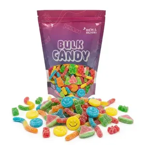 Albanese Sour Gummy Mix 1Lb Bulk Bag- World's Best Sour Candy Bundle - Neon Worms, Watermelon Slices, Wild Things Bears & Happy Face Poppers - Bulk Sour Candy Bag