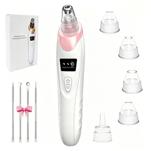 Electric Blackhead Remover Vacuum Pore Cleaner, Electric Facial Cleaning Kit, Includes 5 Replacement Brushes + 4 Stainless Steel Tools, or 1 Manual Silicone Scraper, Deep Clean, Skincare Tool, Facial Cleansing Brush, Pore Suction Tool