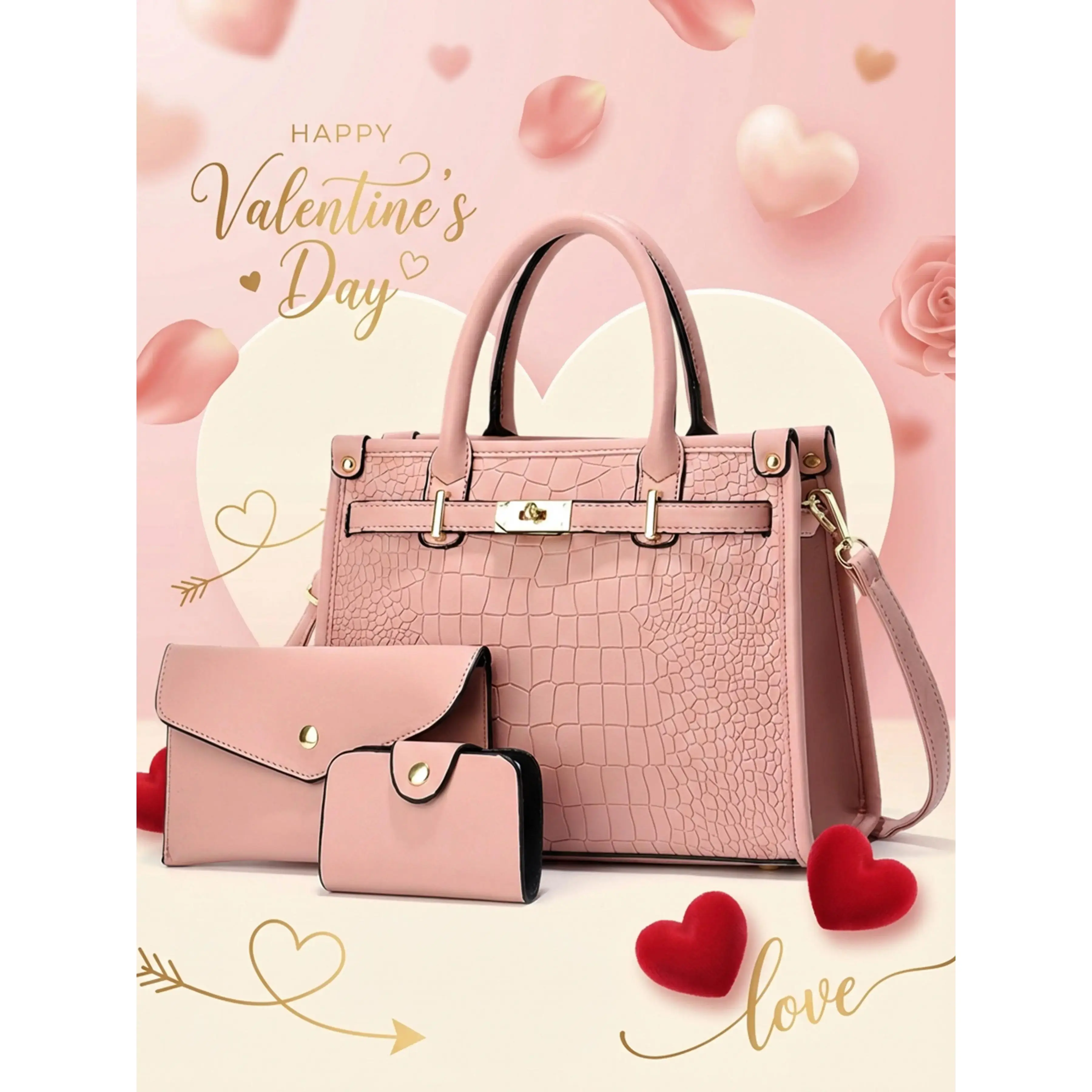Women Purses and Handbags 3PCS Set Tote Shoulder Bag Top Handle Satchel Purse with Spacious Interior, Matching Wallet and Carry for Work Daily Use Gift