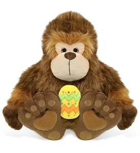 DOLLIBU 12-In Stuffed Sasquatch Toy - Super Soft Polyester Material, Yellow Easter Egg Accent, Spring Theme, Ideal Personalized Gift for Kids