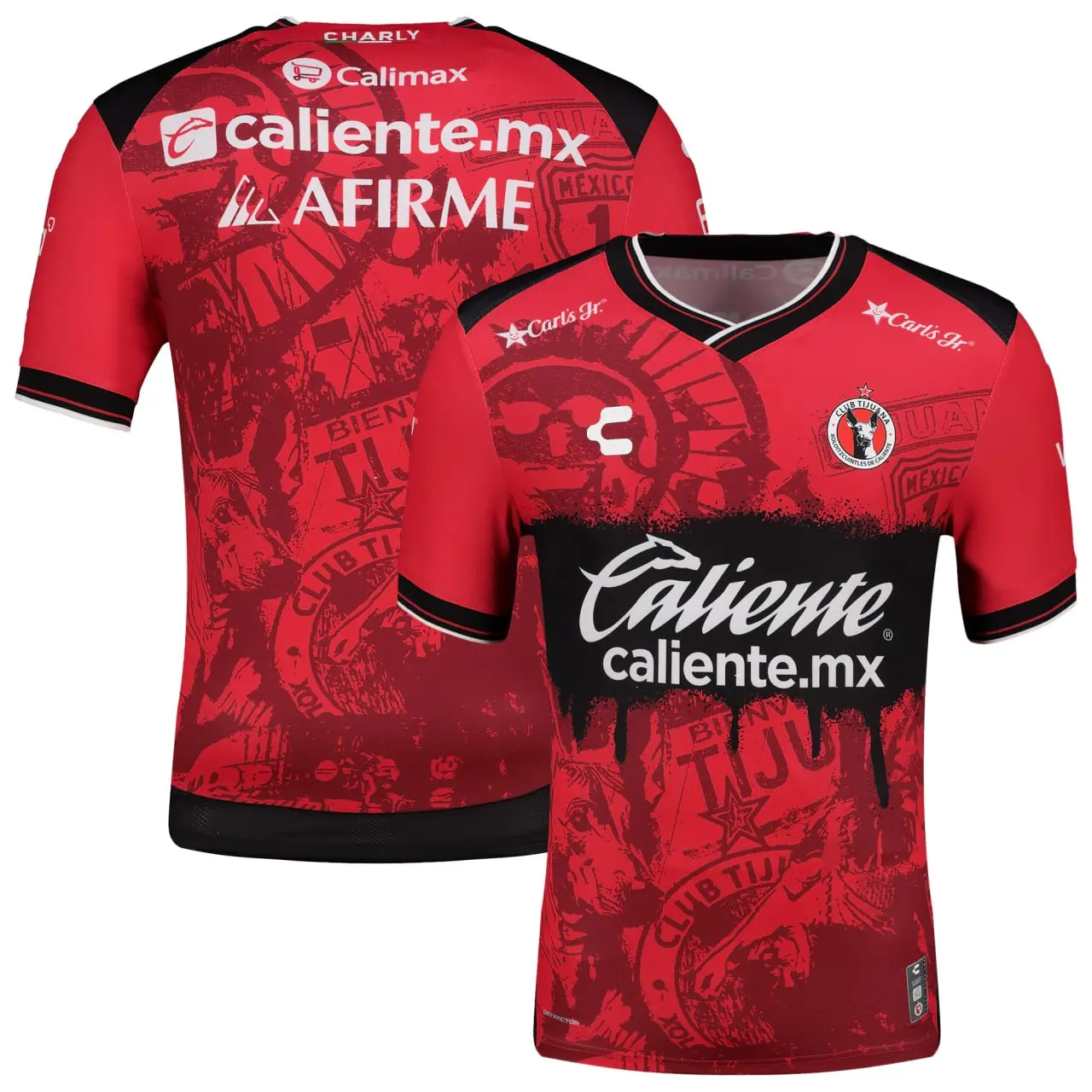 2526 Club Tijuana Xolos Soccer Jersey, Charly Caliente MX Football Shirt, Red Black Liga MX Jersey, Tijuana Futbol Fan Gift