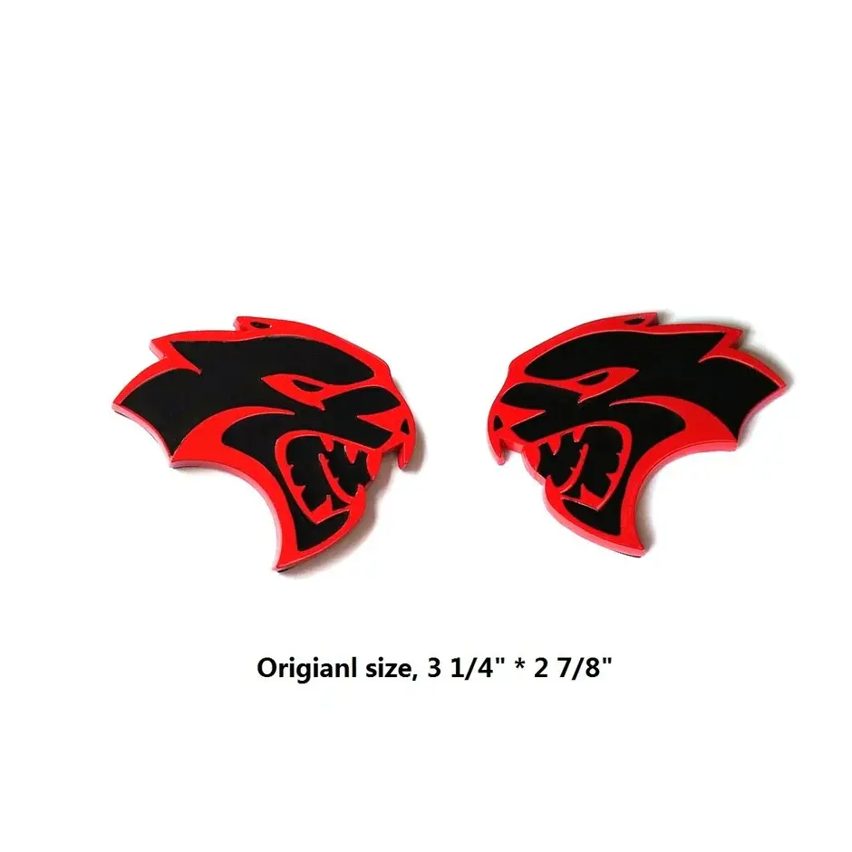 Hellcat Side Emblem Badge Set - 2-Pack Black/Red/Chrome 3D Chrome Effect Racing Sports Logo SRT Badge Vinyl Decals for Dodge Challenger & Charger, Custom Car Exterior Accessories, 3D Chrome Effect Car Stickers, Racing Decals Car Stickers